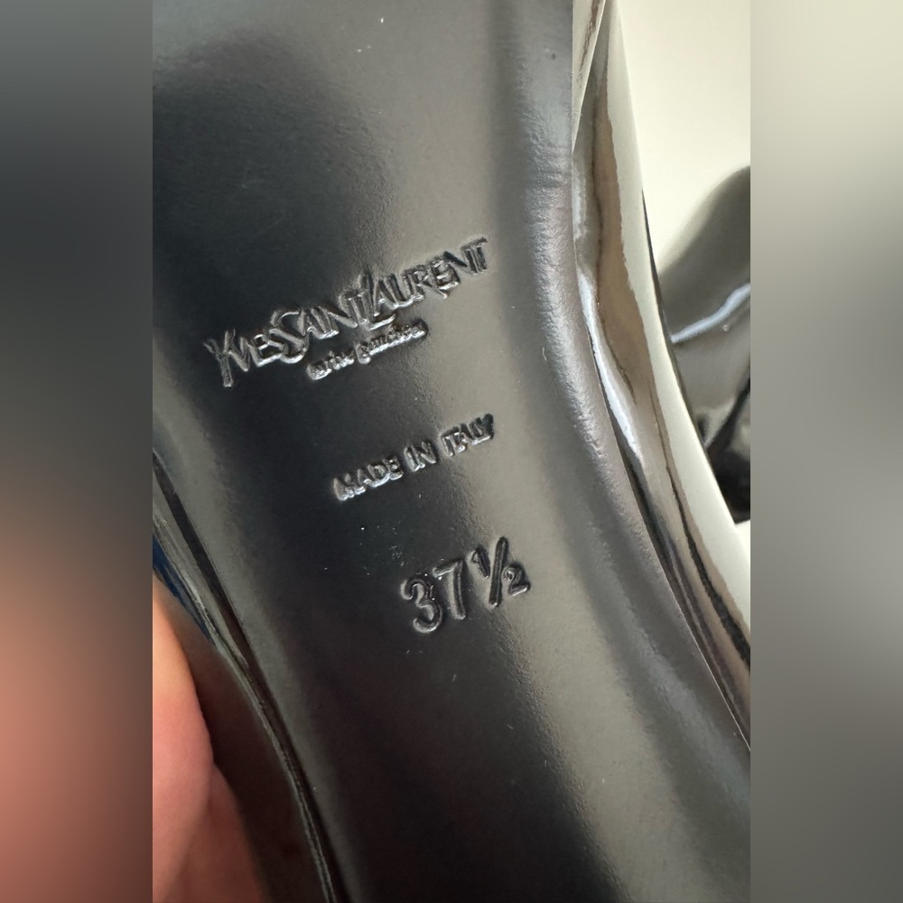Yves Saint Laurent YSL Tribute Black Patent Leather Platform Heels Pumps 37.5 - Picture 11 of 12